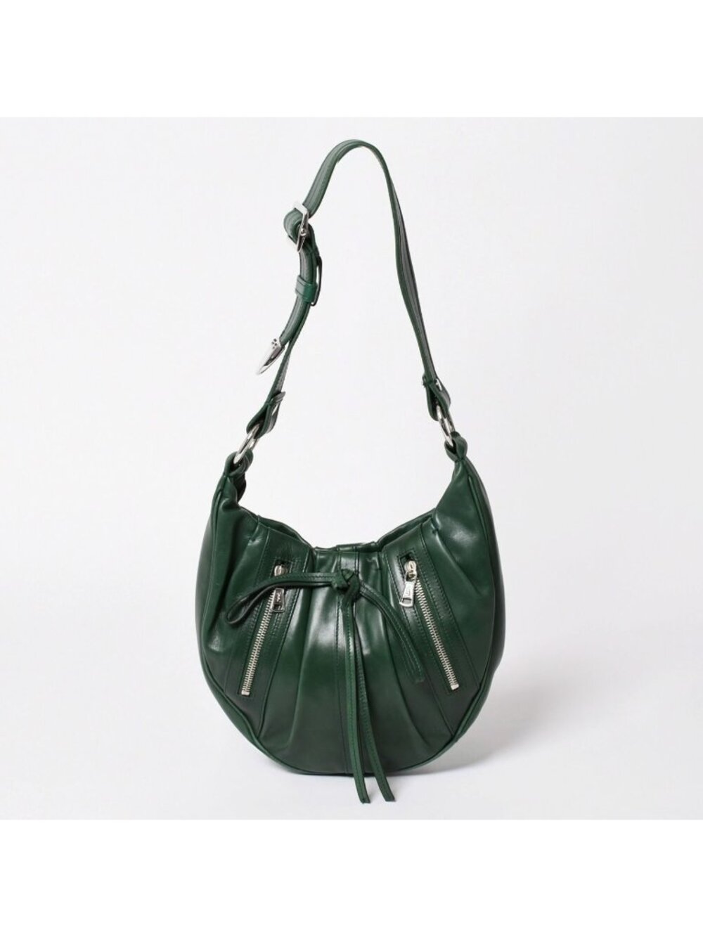 Saint Laurent Rive Gauche Leather Hobo Shoulder Bag Tom Ford Era Pleated Green